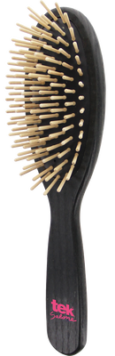 Tek - Black Wooden Oval Brush with Short Teeth | For Short, Medium & Fine Hair