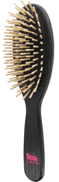Tek - Black Wooden Oval Brush with Short Teeth | For Short, Medium & Fine Hair
