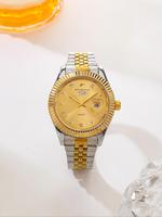 Men's Business Fashion Rhinestone Decorated Analog Quartz Watch, Calendrier Watch for Party, Daily Jewelry Clothing Decor, E...