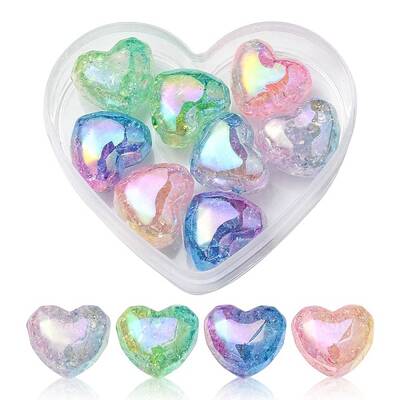 8Pcs 4 Colors Transparent Crackle Acrylic Beads