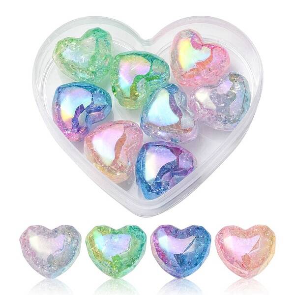 8Pcs 4 Colors Transparent Crackle Acrylic Beads