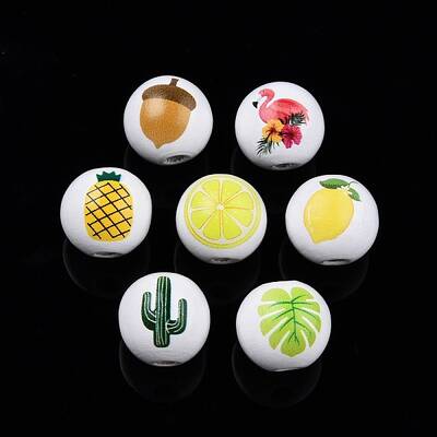 Summer Theme Printed Wooden Beads