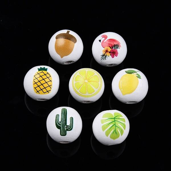 Summer Theme Printed Wooden Beads