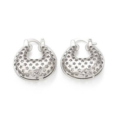 Rack Plating Brass Teardrop with Star Thick Hoop Earrings for Women