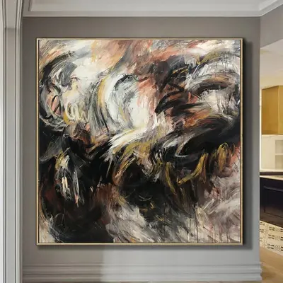 Modern Oil Painting Canvas Colorful Wall Art Abstract Shapes Art Wall Hanging Decor Abstract Expressionism Painting Hand Pain...