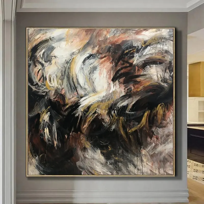 Modern Oil Painting Canvas Colorful Wall Art Abstract Shapes Art Wall Hanging Decor Abstract Expressionism Painting Hand Pain...