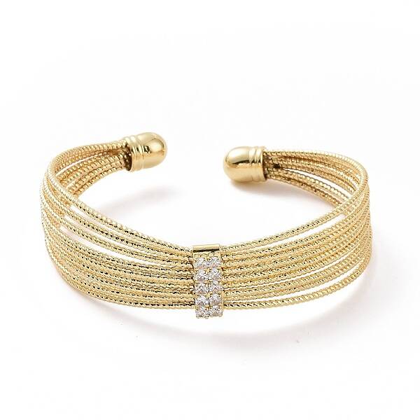 Clear Cubic Zirconia Multi-Strand Open Cuff Bangle
