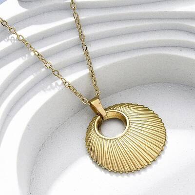 Flat Round 304 Stainless Steel Pendant Necklaces