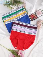 Women's Letter Tape Ribbed Panty, Soft Comfy Breathable Knicker for Daily Wear, Underwear for All Seasons