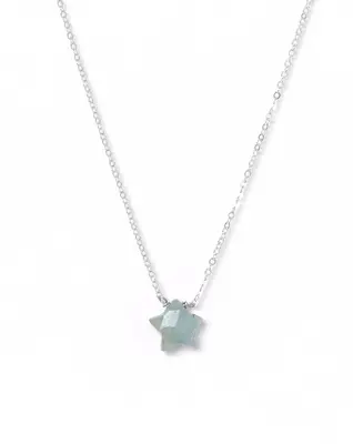 Star Necklace | Metal Color: Silver | Color: Light Blue