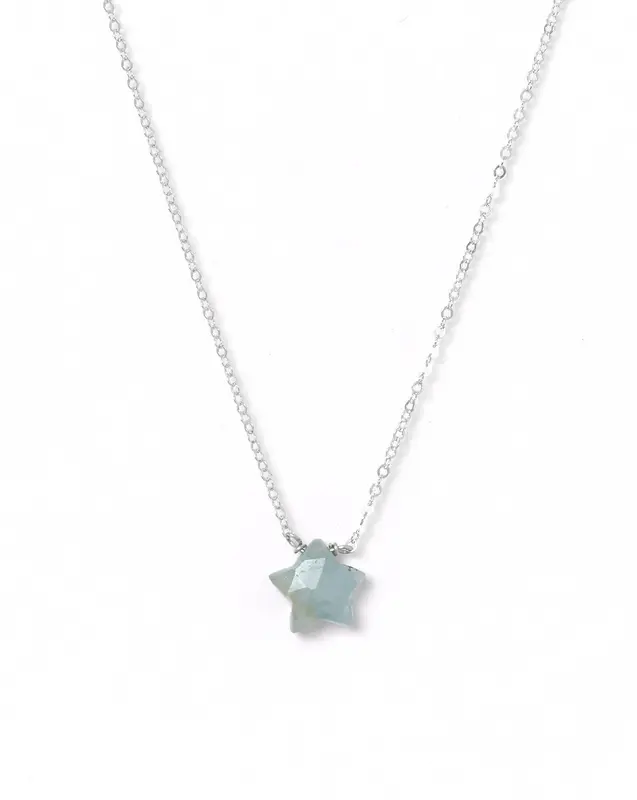 Star Necklace | Metal Color: Silver | Color: Light Blue