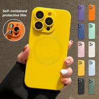 Magnetic Matte Luxury Soft Metallic Luster Design with Camera Lens Protector, Compatible with Magsafe Case Shockproof Anti-dr...