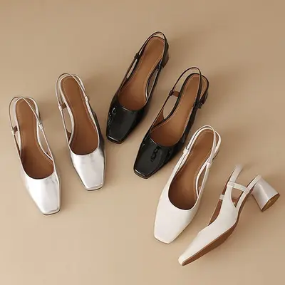 CHIKO Emberlynn Square Toe Block Heels Slingback Shoes