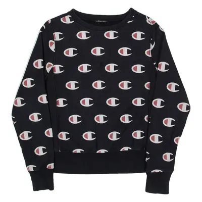 CHAMPION Repeat Logo Sweatshirt Blue Boys M