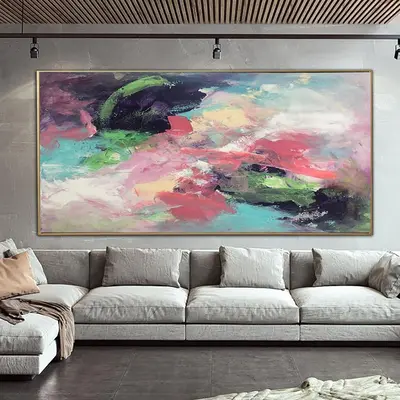 Abstract Colorful Painting Canvas Vivid Wall Art Heavy Textured Painting Multicolored Artwork Contemporary Art Luxury Paintin...