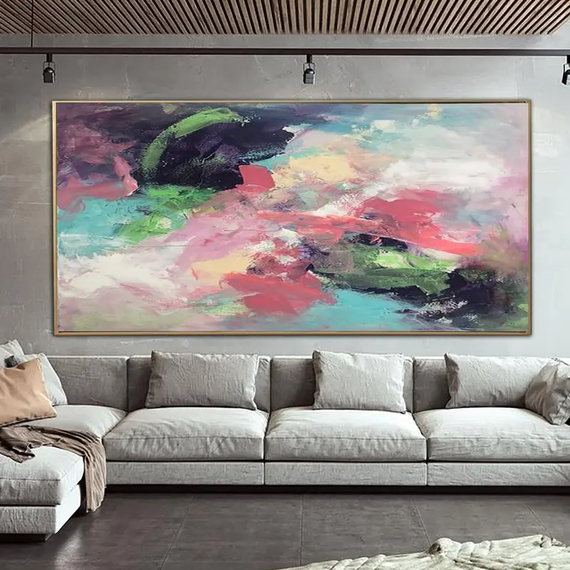 Abstract Colorful Painting Canvas Vivid Wall Art Heavy Textured Painting Multicolored Artwork Contemporary Art Luxury Paintin...