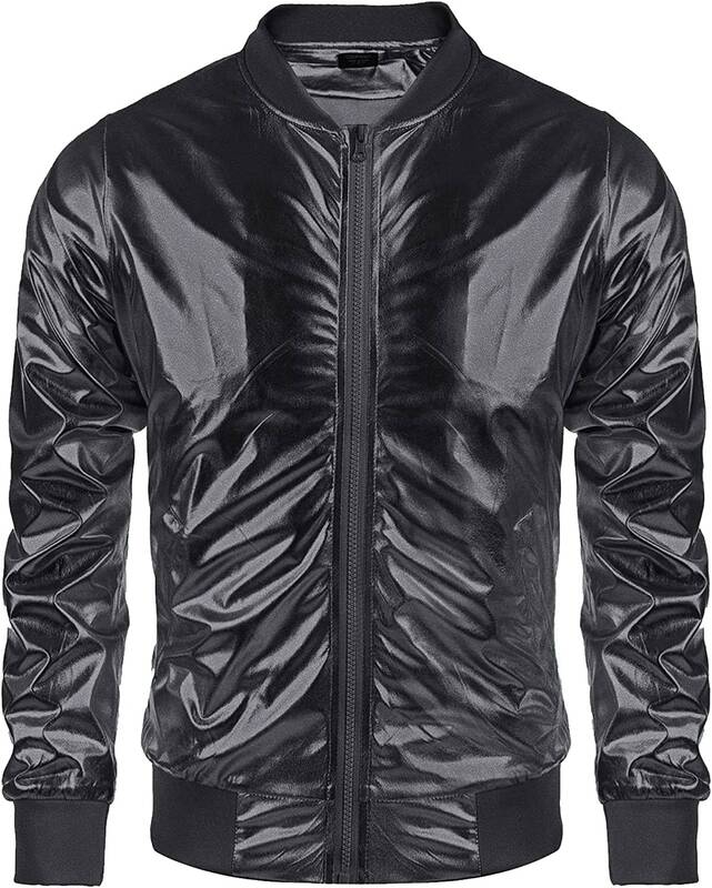 70s Disco Christmas Party Zip-up Jacket (US Only), Black / M