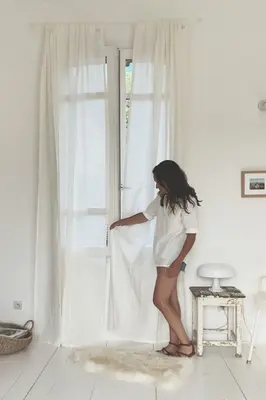 Rod pocket linen curtain | Size: 91x76