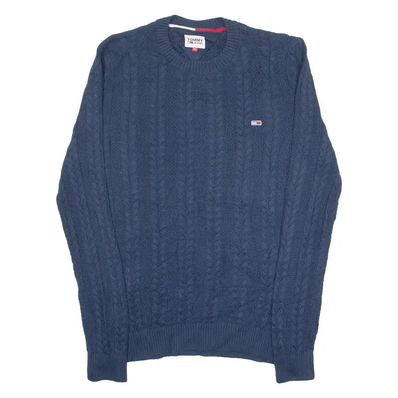 TOMMY HILFIGER Mens Jumper Blue Cable Knit XL