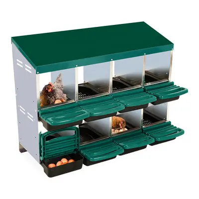 GARVEE 8-Compartment Roll-Away Chicken Nest Box - Green w/Lid Cover for Coop Laying Boxes, Nesting Boxes for Hens