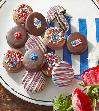 Patriotic Belgian Chocolate Covered Sandwich Cookies - FedEx