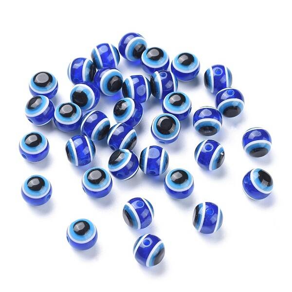 Round Evil Eye Resin Beads