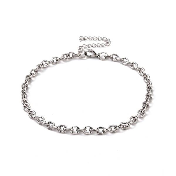 Non-Tarnish 304 Stainless Steel Cable Chain Bracelet for Men Women