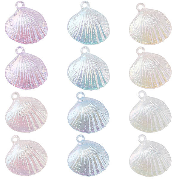 60Pcs 6 Colors UV Plating Opaque Acrylic Pendants