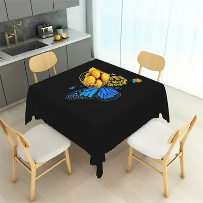 Butterfly With Little Sunflowers Square Tablecloth - Aperturee