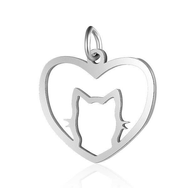 Non-Tarnish 201 Stainless Steel Filigree Kitten Pendants