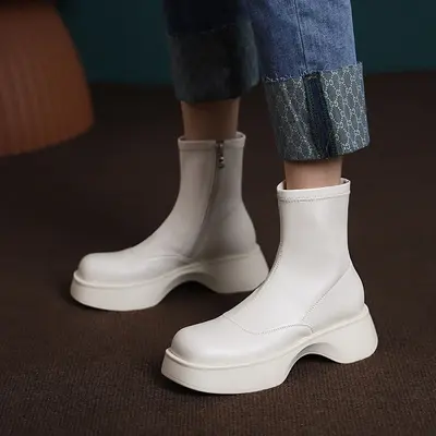 CHIKO Damasia Square Toe Flatforms Ankle Boots