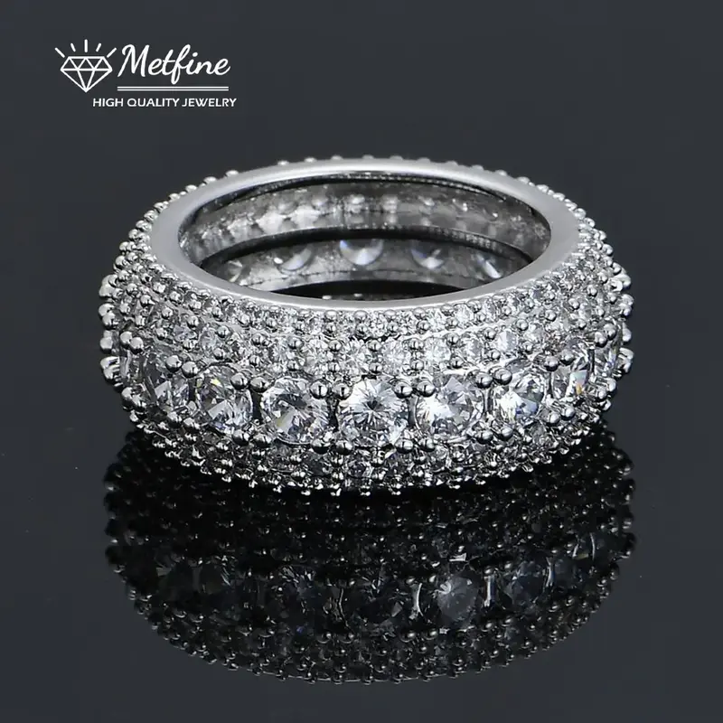 10MM 3 Colors  Hiphop Rings For Men Women Iced Out Anniversary Bling five-row Men Women Rings for party Anniversary birthday ...