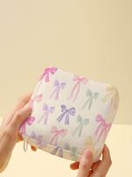 Bow Pattern Sanitary Napkin Storage Bag, Lightweight Tissue Bag for Women's Products, Travel Cosmetics Storage Box, Mother's ...