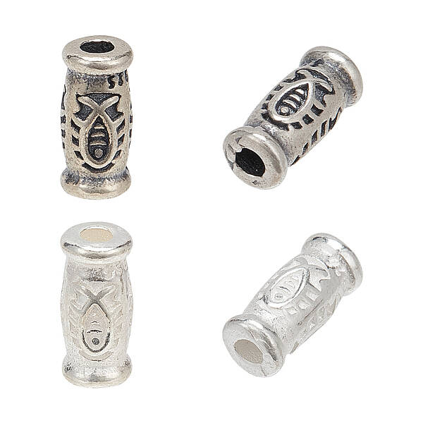 4Pcs 2 Colors 925 Sterling Silver Tube Beads