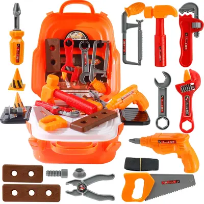 Kids 21PCS Tool Set - Construction Toy with Toolbox & Electronic Drill, Pretend Play for Toddlers Aged 3-7, Birthday Gift for...