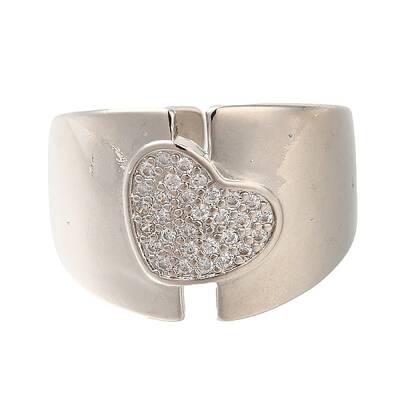 Brass Micro Pave Clear Cubic Zirconia Open Cuff Rings for Women