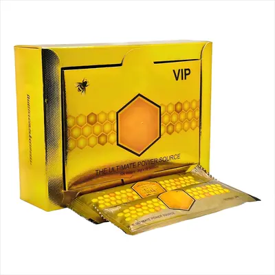 Large 12 Pack of Natural Honey Pack with Natural Jelly - Bee Pollen from Ginseng & Herbs, Full Box of 20G Honey 12 Sachets