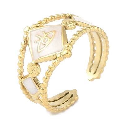 Ion Plating(IP) 304 Stainless Steel Enamel Rhombus with Eey Cuff Rings