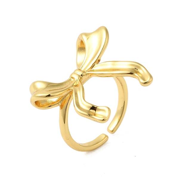 Bowknot Brass Open Cuff Finger Rings for Women