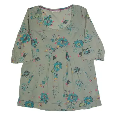 WHITE STUFF Womens Printed Top Green 3/4 Sleeve Viscose Floral UK 16