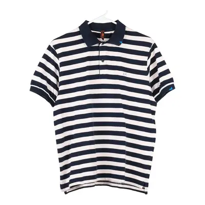 Sun68 Striped Polo Shirt - Large Navy Cotton