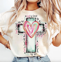 God Is Good All The Time T-Shirt, Hand Drawn Cross Shirt, Watercolor Cross Tee Religious Hoodie Christian Shirt Unisex Sweate...