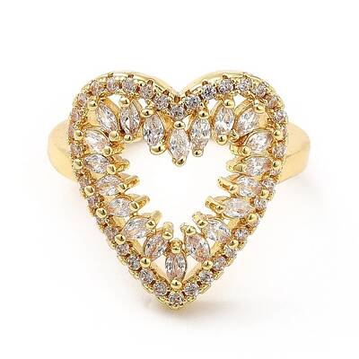 Brass Cubic Zirconia Cuff Ring
