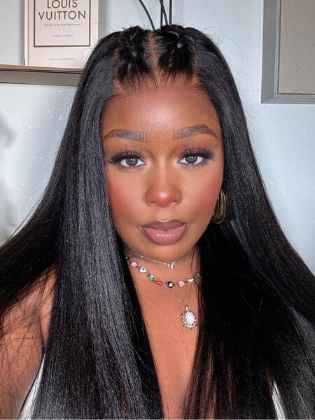 UNice 7x5 & 13x4 Pre-Cut Lace Front Super Secure Black Yaki Wig 150% Density Pre-Everything Wig
