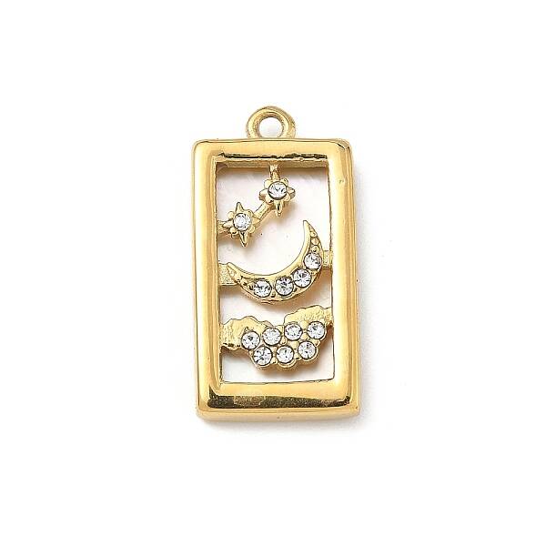 304 Stainless Steel Rhinestone Pendants