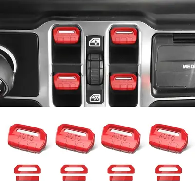 4PCS Upgraded Window Switch Button Cover Compatible with Jeep Wrangler JL JLU 2018-2025 and Gladiator JT 2020 2021 2022 2023 ...