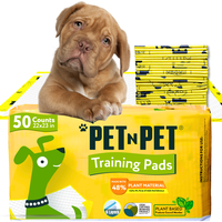 PET N PET Pee Pads for Dogs, 50 Counts, 48% Plant-Based, Leak-Proof, Absorbent Puppy Training Pads
