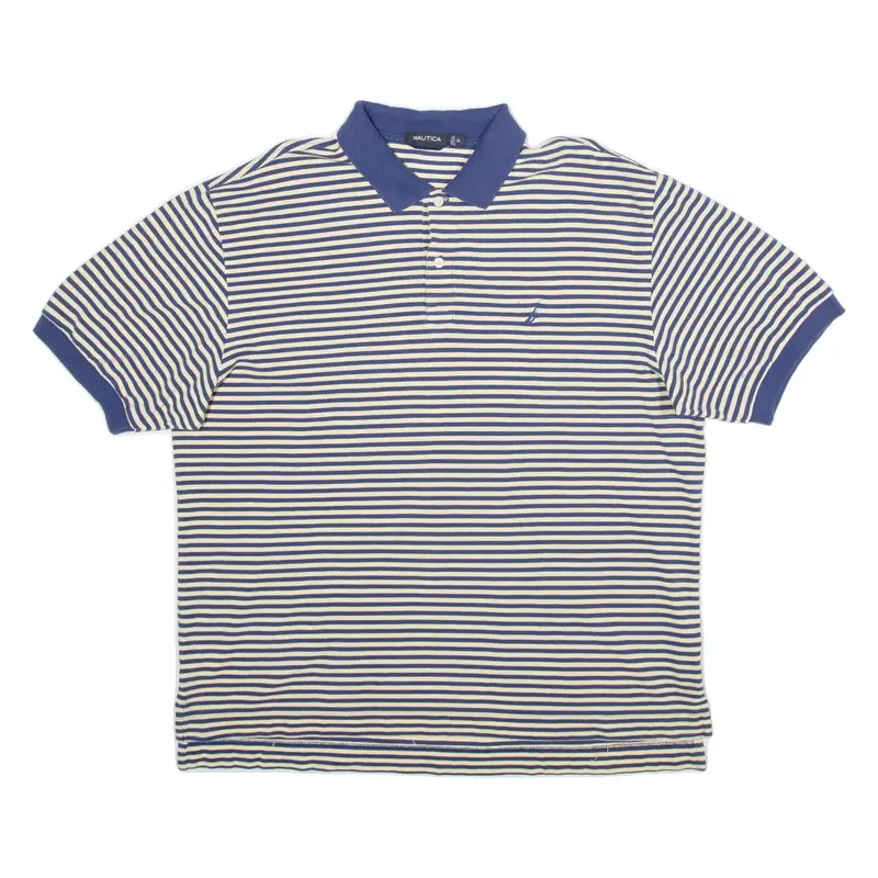 NAUTICA Mens Polo Shirt Blue Striped XL