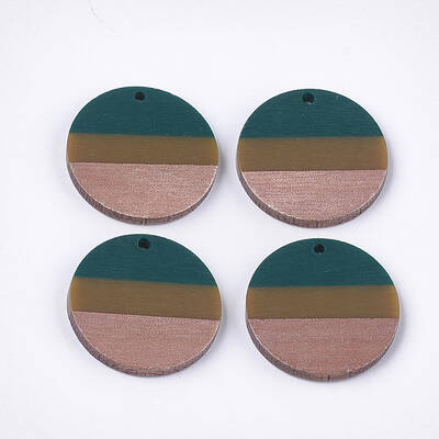 Tri-color Resin & Walnut Wood Pendants