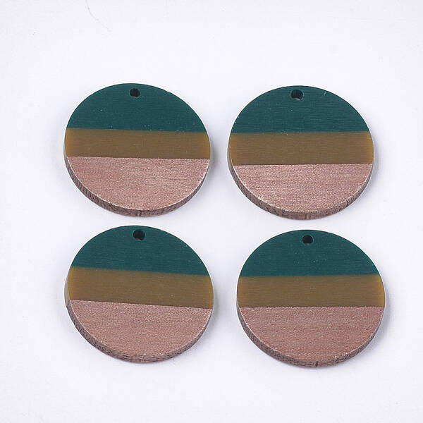 Tri-color Resin & Walnut Wood Pendants
